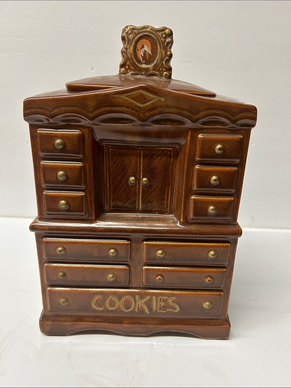 Vintage Brown McCoy 1960s Ceramic Cookie Jar - Cabinet Design